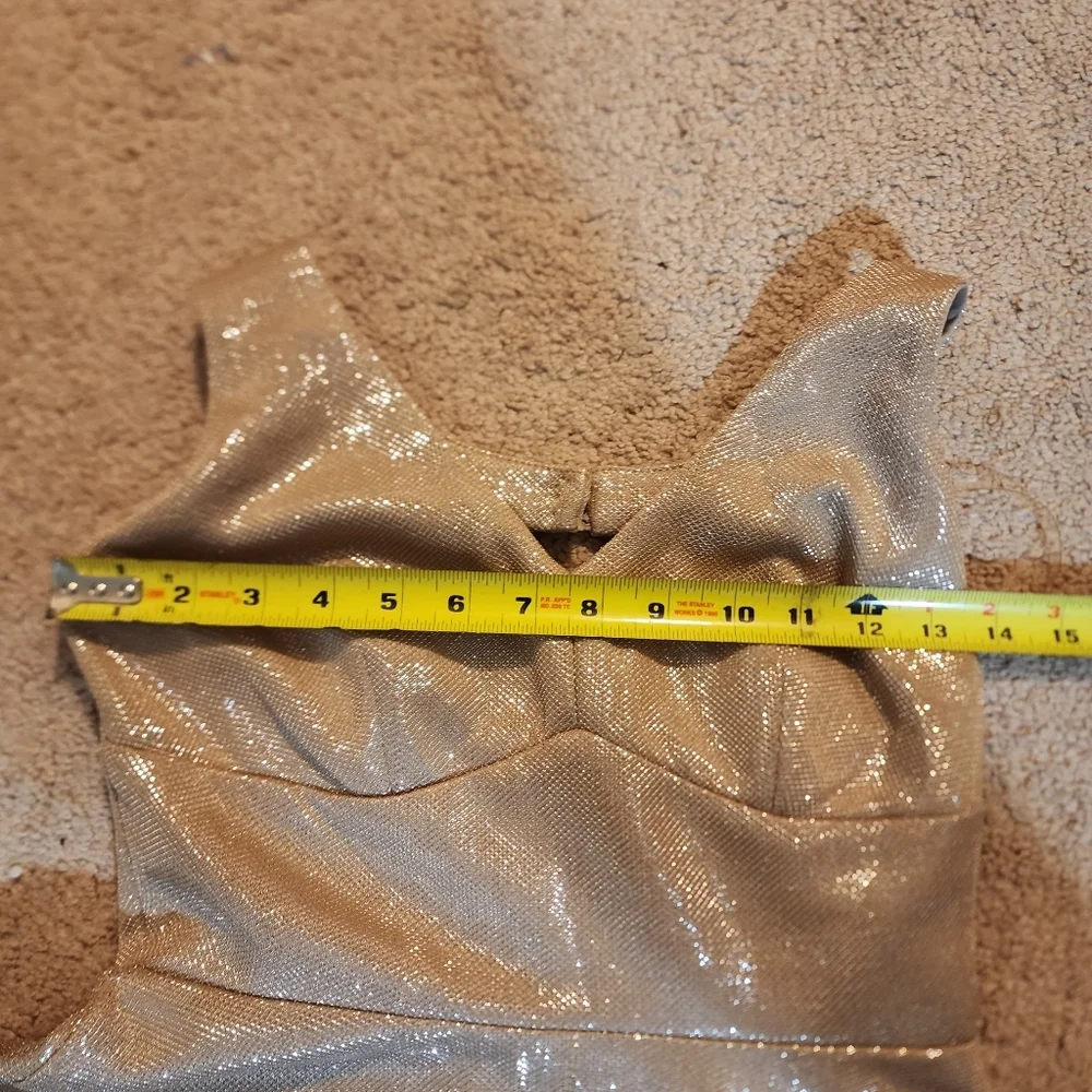 Teeze Me Macy'sGold Shimmer Fit &FlareDress Size 3/4 - Picture 12 of 16
